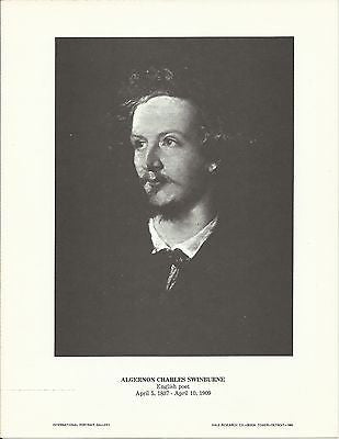 Algernon Charles Swinburne English Poet Vintage Portrait Gallery Poster Print - K-townConsignments