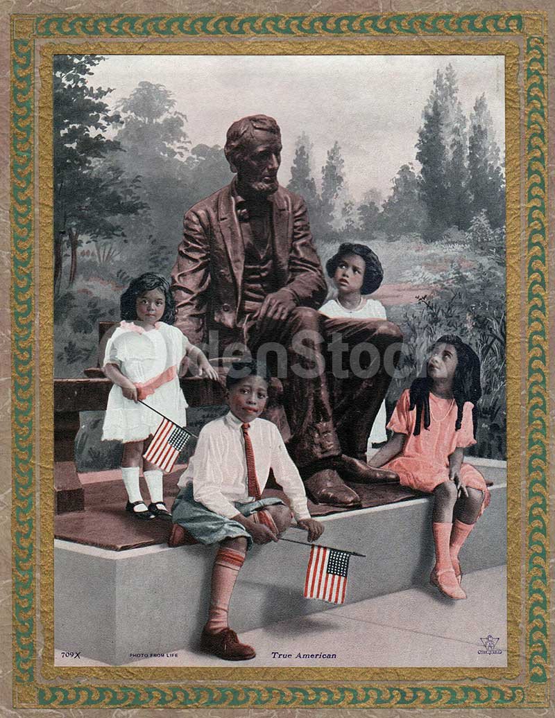 Abraham Lincoln Memorial Vintage African American Children Patriotic Poster Print
