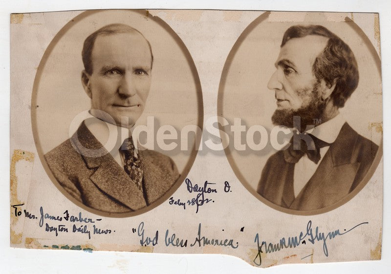 Frank McGlynn Abraham Lincoln Stage Actor Antique Autograph Signed Photo Display