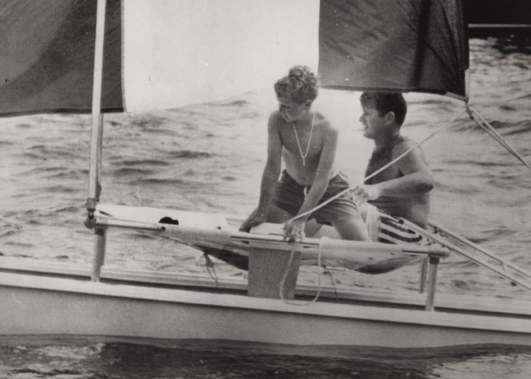 Ted & Joseph Kennedy Sailing Hyannis Port MA Vintage Political Press Photo 1963