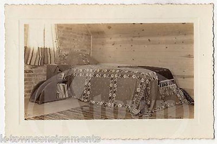Antique Quilt Bedspread Folk Art Interior Decorating Antique Snapshot Photo