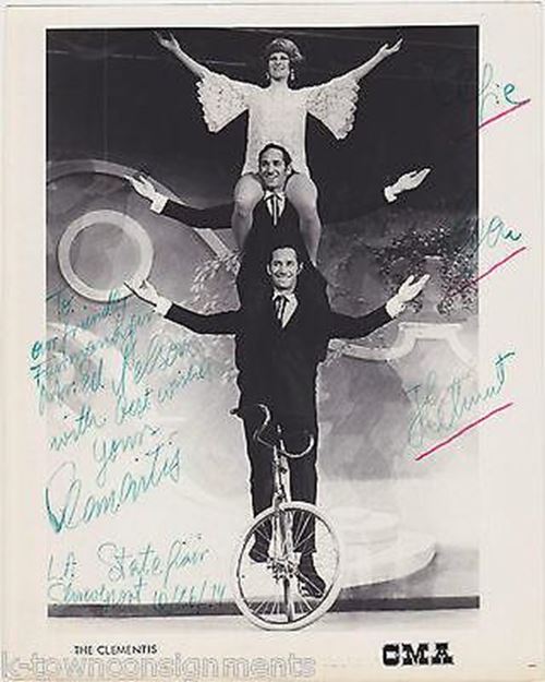 The Clementis Bicycle Circus Acrobats Original Autograph Signed Stage Photo