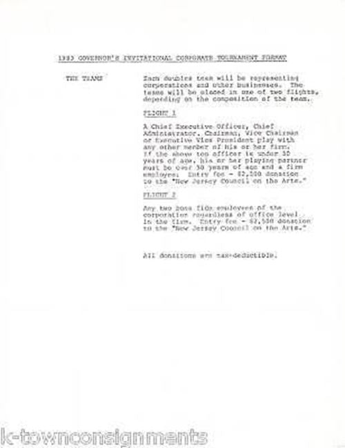 Thomas Kean NJ Governor Vintage Autograph Signed Political Letter 1983