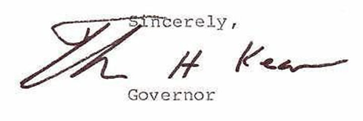 Thomas Kean NJ Governor Vintage Autograph Signed Political Letter 1983