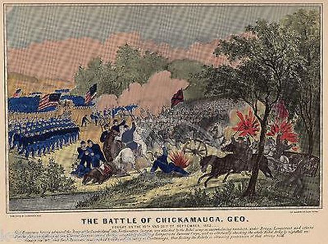 Battle of Chickamauga Georgia Vintage Civil War Soldiers Graphic Poster Print