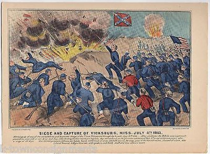 Battle of Vicksburg Mississippi Vintage Civil War Graphic Illustration Print