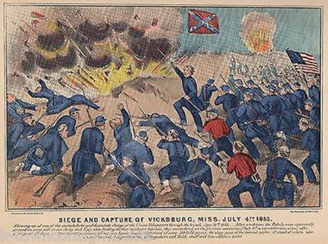 Battle of Vicksburg Mississippi Vintage Civil War Graphic Illustration Print