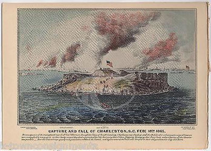 Capture of Charleston South Carolina Vintage Civil War Battle Illustration Print