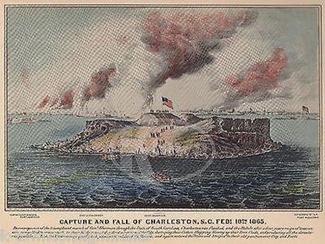 Capture of Charleston South Carolina Vintage Civil War Battle Illustration Print