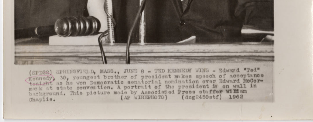 Ted Kennedy Wins Senate Bid with JFK Poster in Background Vintage Press Photo