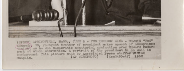 Ted Kennedy Wins Senate Bid with JFK Poster in Background Vintage Press Photo