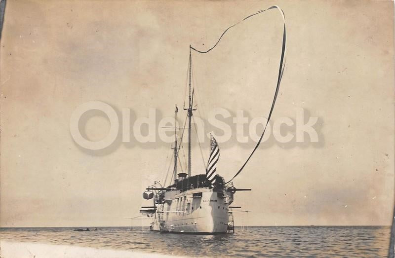 Unidentified USS Pacific Fleet Navy Battleship Manila Philippines Antique Photo