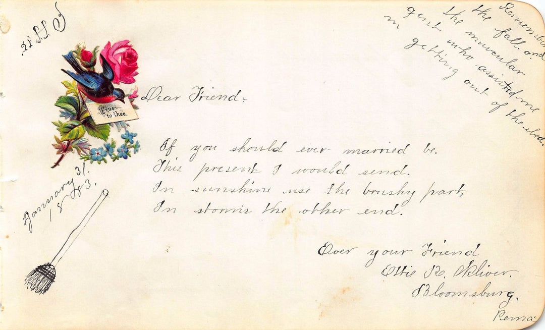Humorous Stormy Marriage Poem Antique Penmanship Autograph Signature Page 1883