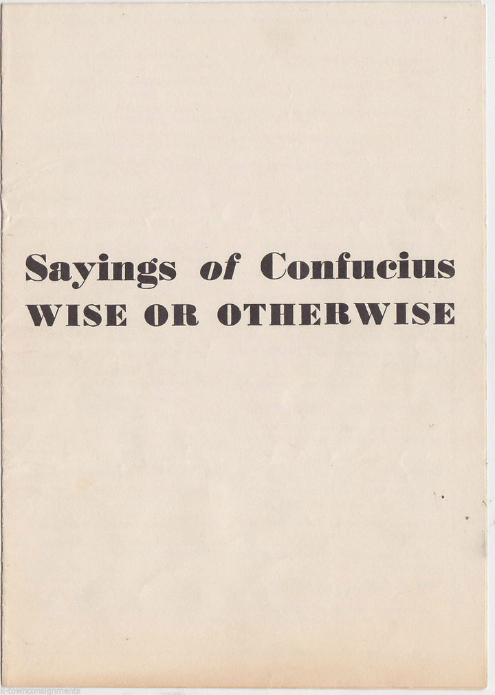 Confucius Wise Sayings Philosophy Pulp Humor Antique Mail Away Flyers