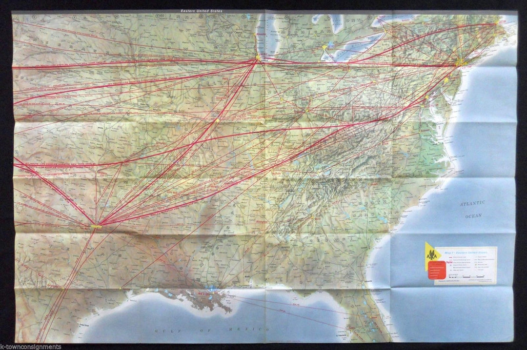 DALLAS NEW YORK WASHINGTON DC VINTAGE AMERICAN AIRLINES US ROUTES MAP POSTER