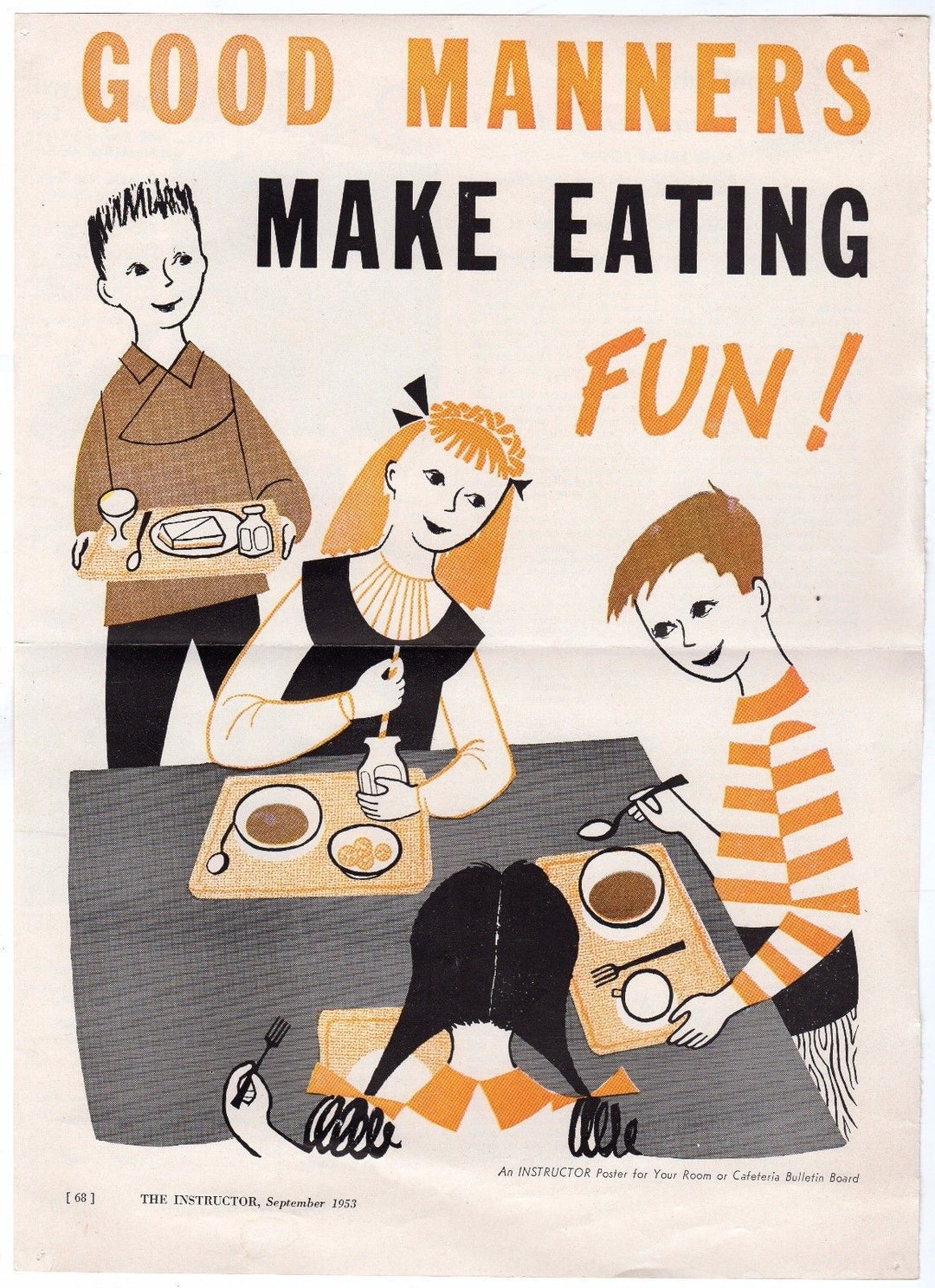Good Manners in the Lunchroom Vintage Cute Kids School Educational Poster