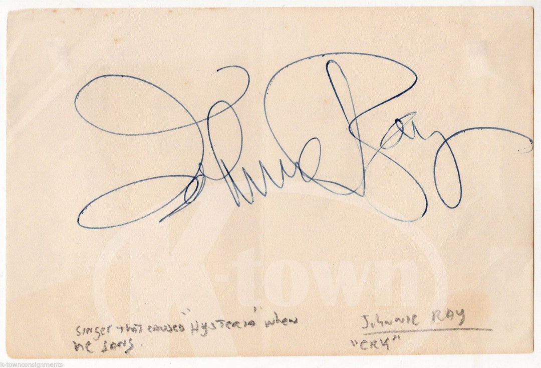 Johnnie Ray Cry Song Big Band Music Singer Vintage Autograph Signature Page