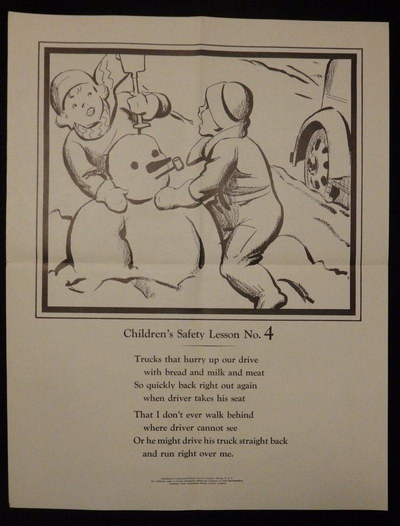 Snow Playing Safety Lumberman's Mutual Insurance Vintage Children's PSA Poster