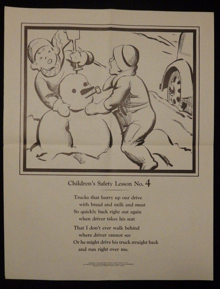 Snow Playing Safety Lumberman's Mutual Insurance Vintage Children's PSA Poster