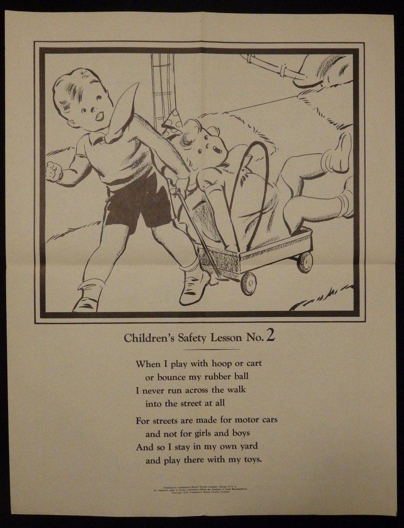 Road Street Safety Lumberman's Mutual Insurance Vintage Children's PSA Poster