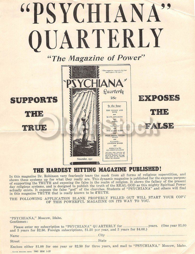 Psychiana Quack Religion Fringe Christianity Antique Advertising Poster Papers