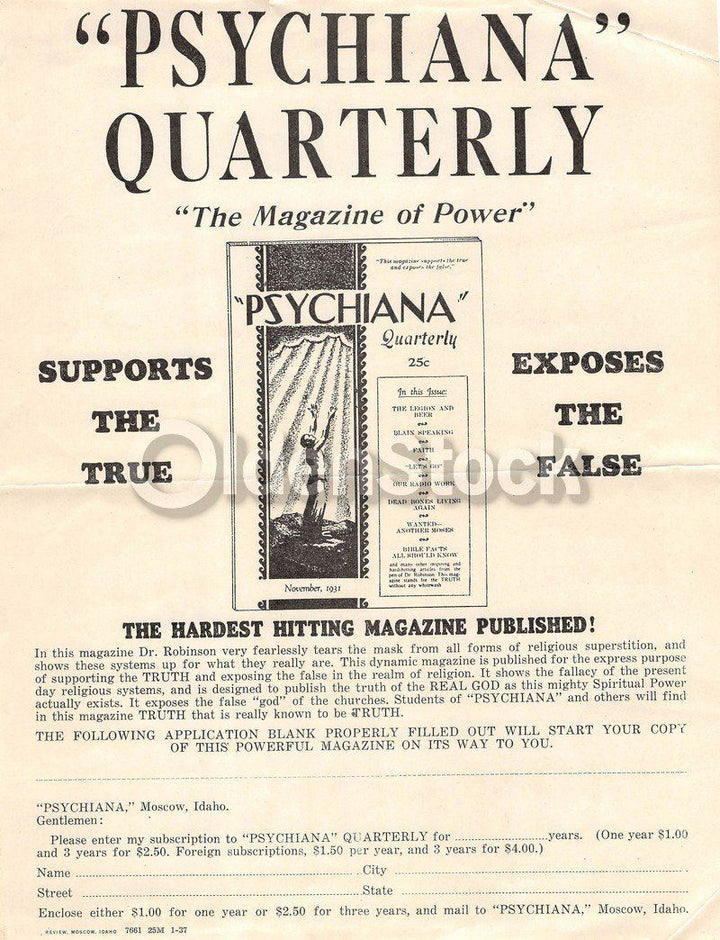 Psychiana Quack Religion Fringe Christianity Antique Advertising Poster Papers