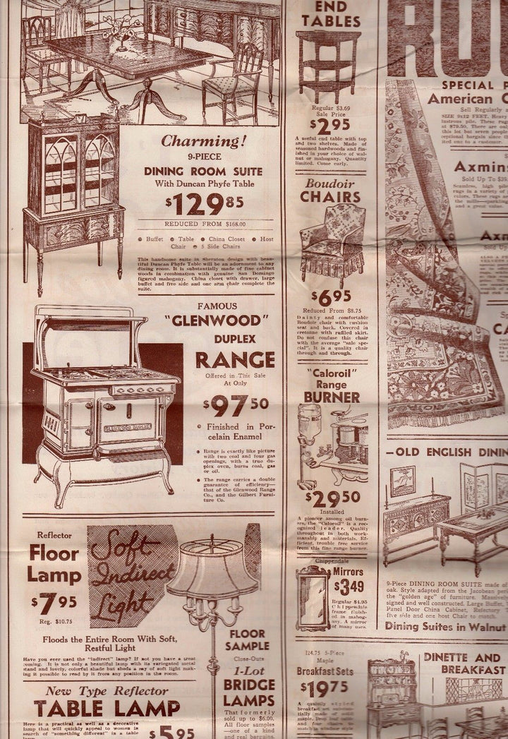 Gilbert's Furniture Store Norwich CT Vintage Graphic Advertising Sales Poster