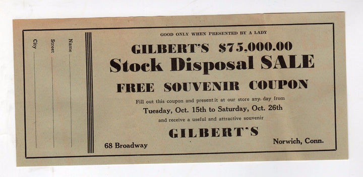 Gilbert's Furniture Store Norwich CT Vintage Graphic Advertising Sales Poster