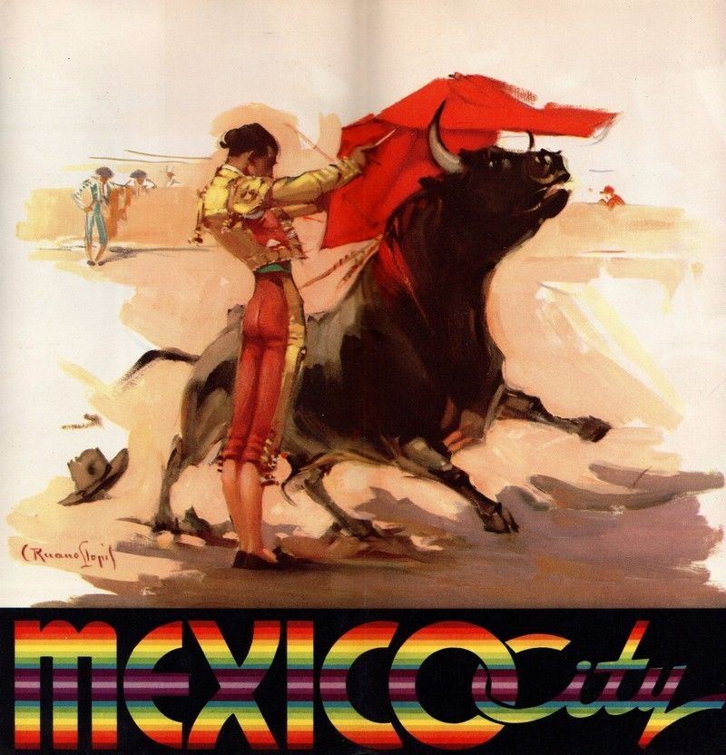 Mexico City Railways Oaxaca Vintage Graphic Advertising Travel Poster Brochure