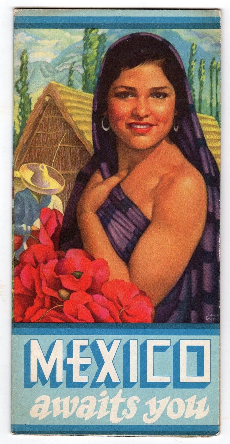 Mexico City Railways Oaxaca Vintage Graphic Advertising Travel Poster Brochure