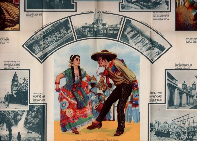 Mexico City Railways Oaxaca Vintage Graphic Advertising Travel Poster Brochure