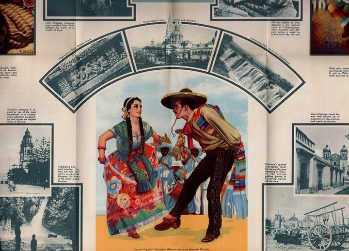Mexico City Railways Oaxaca Vintage Graphic Advertising Travel Poster Brochure