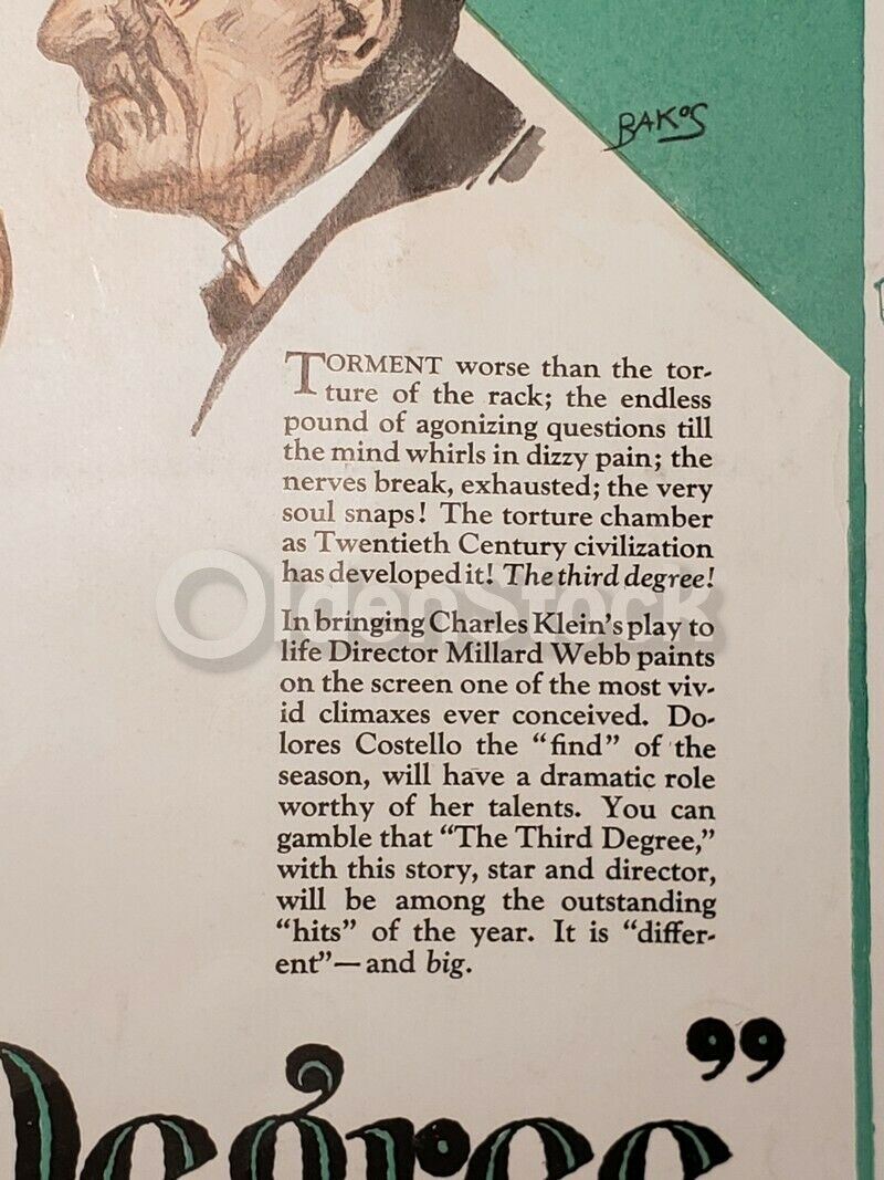 The Third Degree Patsy Ruth Miller Antique Warner Brothers Movie Poster