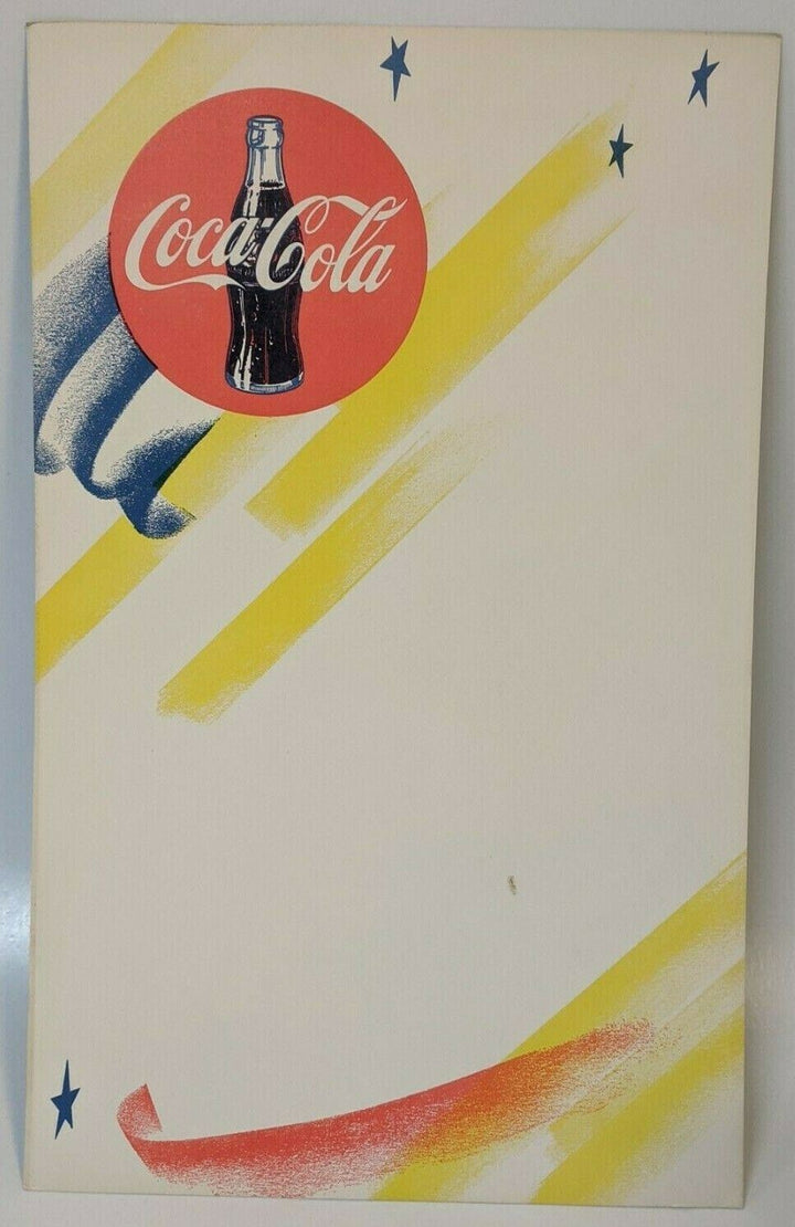 Coca-Cola Soda Pop Vintage 1940s Old Stock Coke Advertising Menu Poster Board