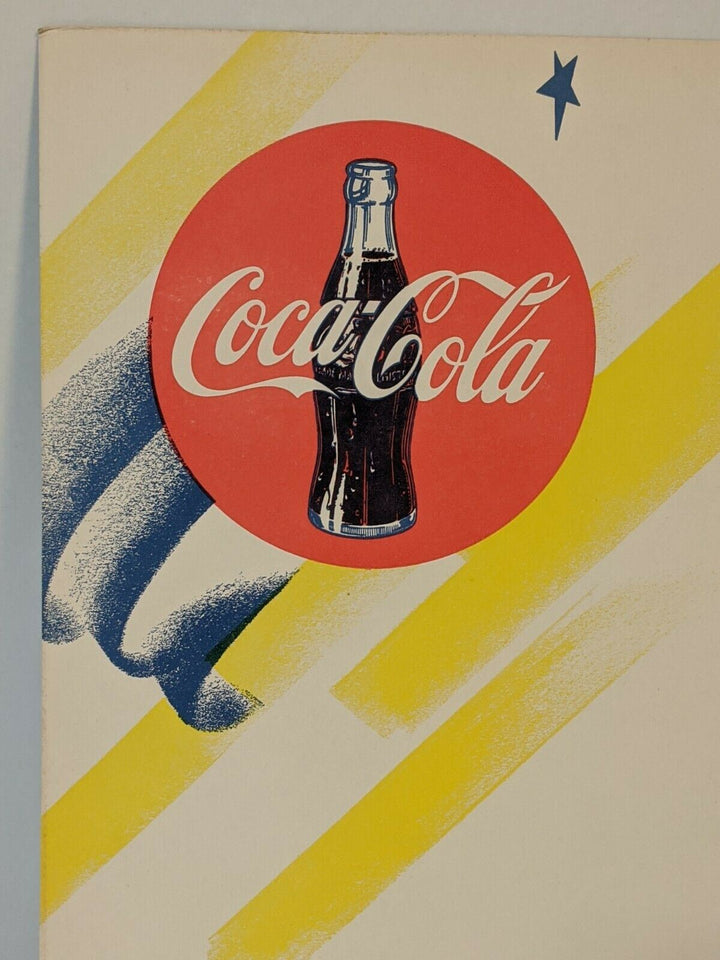 Coca-Cola Soda Pop Vintage 1940s Old Stock Coke Advertising Menu Poster Board