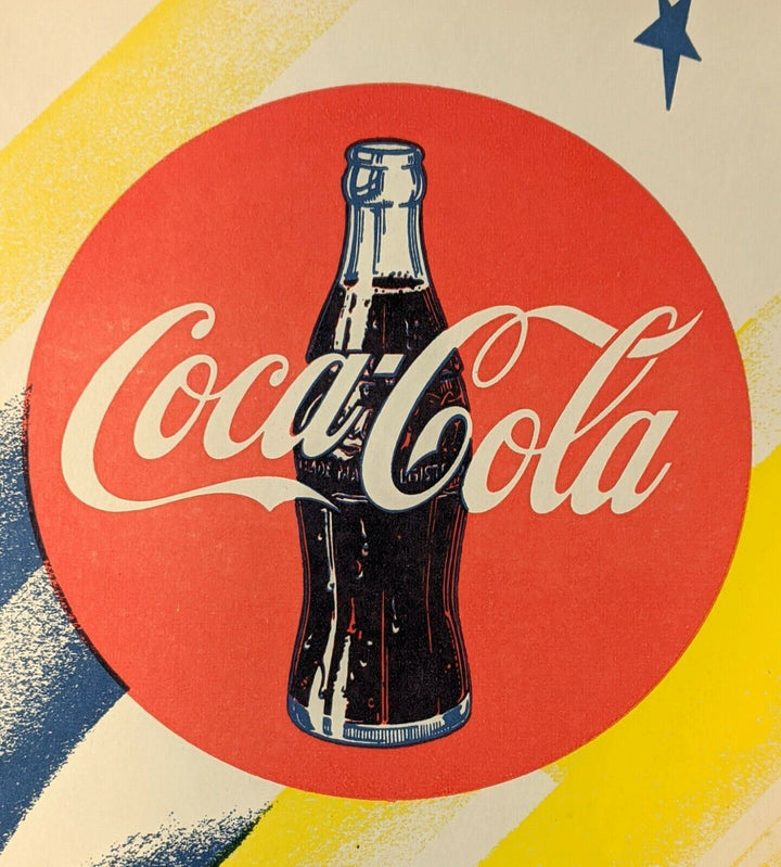Coca-Cola Soda Pop Vintage 1940s Old Stock Coke Advertising Menu Poster Board