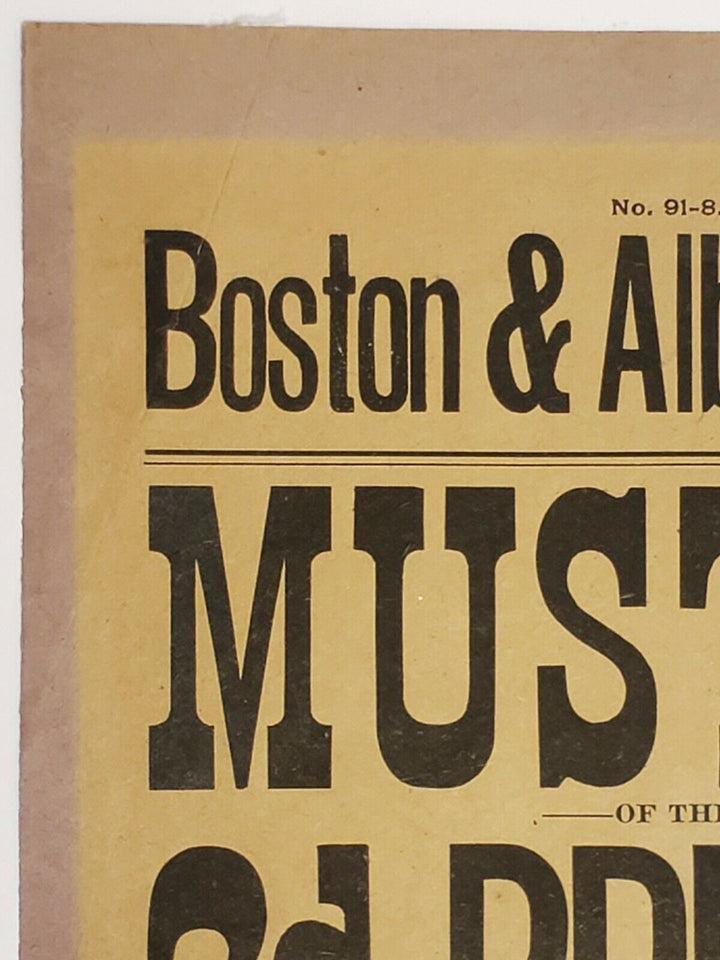 Massachusetts Volunteer Infantry Boston Albany Railroad Antique Broadside Poster