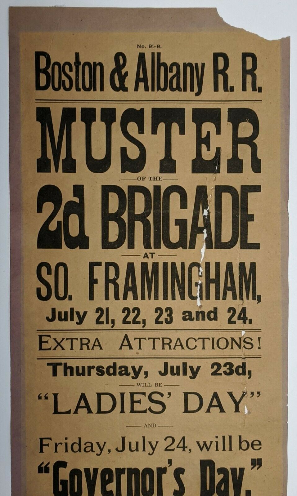 Massachusetts Volunteer Infantry Boston Albany Railroad Antique Broadside Poster