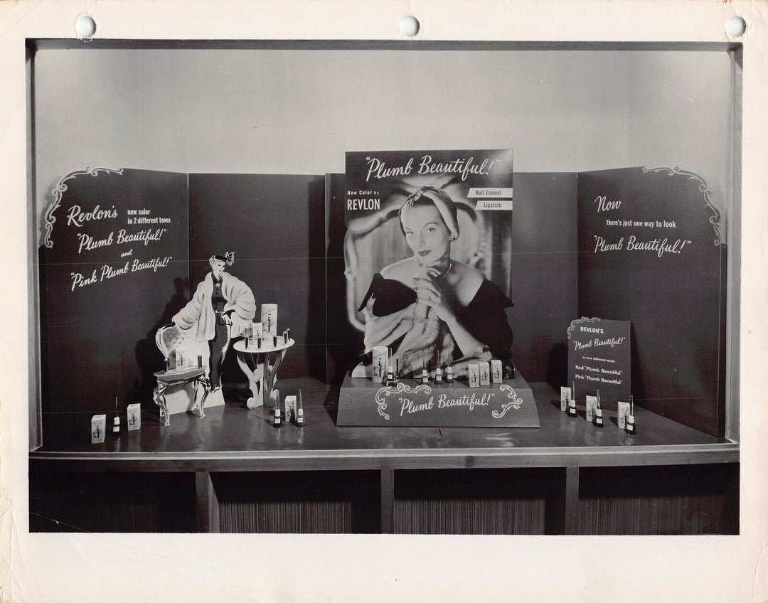 Revlon Nail Polish Makeup Vintage Fashion Store Display Advertising Photo 1948