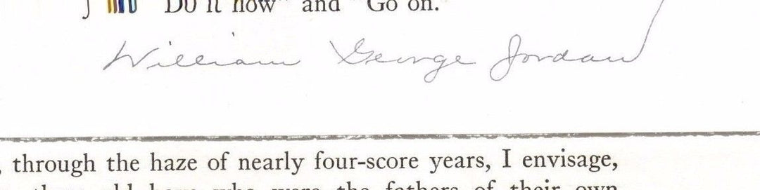 William George Jordan Majesty of Calmness Editor Original Autograph Signature