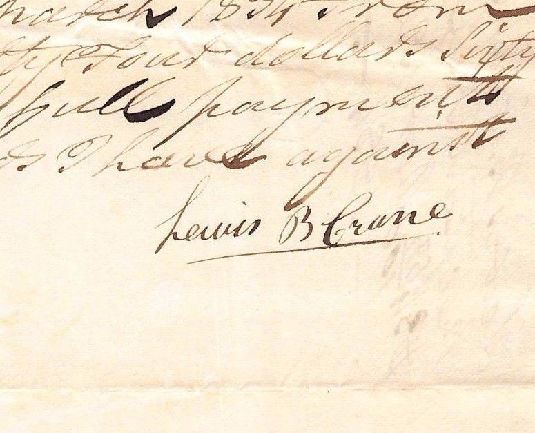 Lewis B. Crane Schenectady New York Antique Autograph Signed Business Receipt