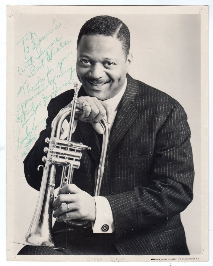 Clark Terry Jazz Music Legend Original Autograph Signed Studio Promo Photo