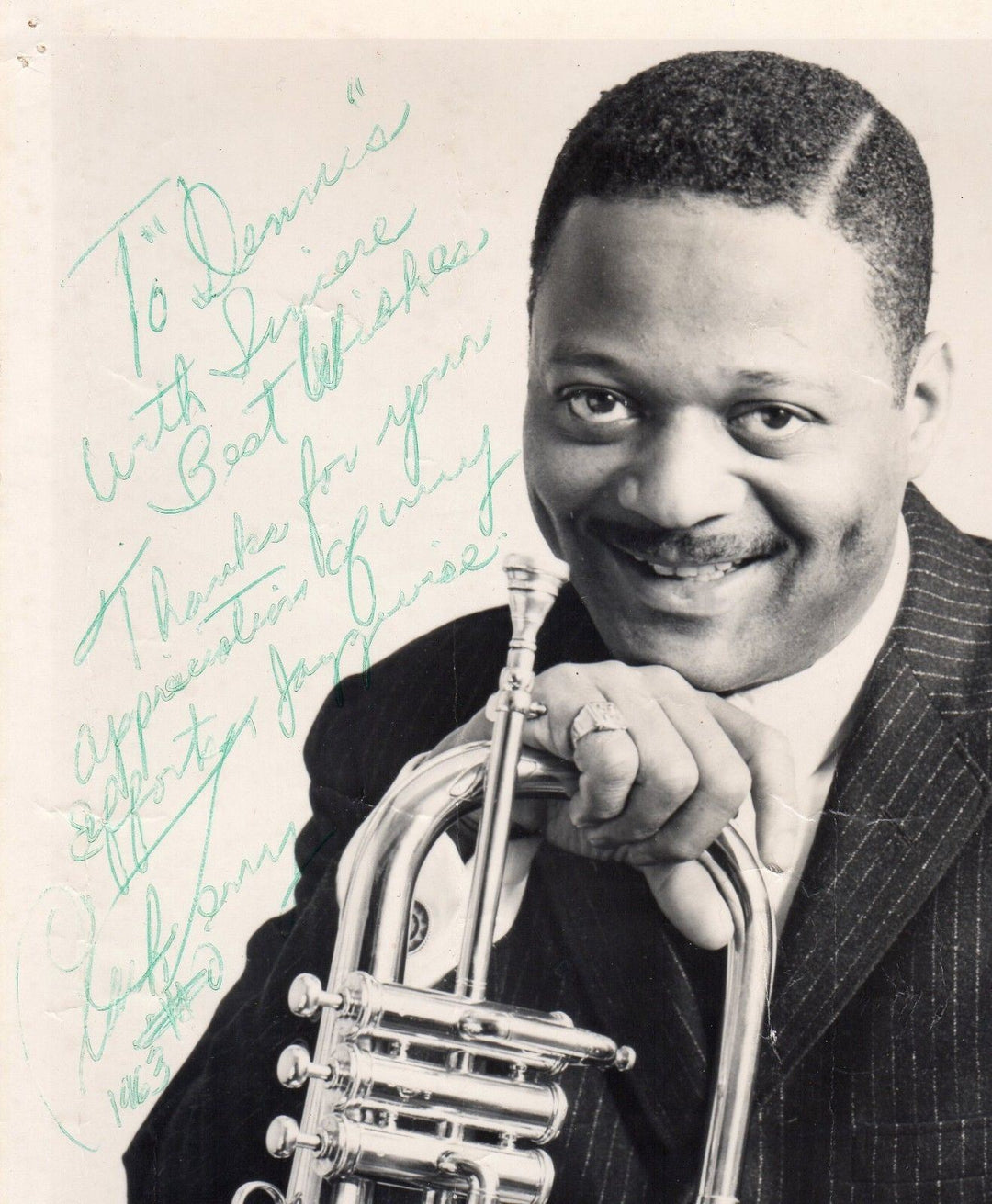 Clark Terry Jazz Music Legend Original Autograph Signed Studio Promo Photo