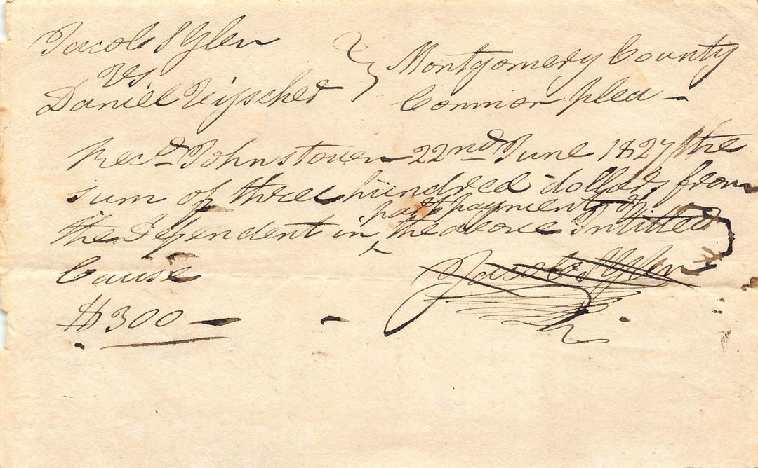 Jacob Glen New York Town Founder Antique Autograph Signed Legal Receipt 1829