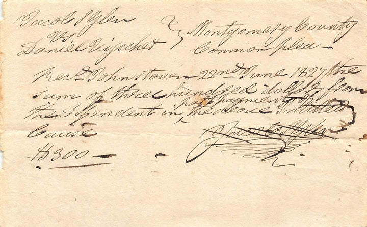 Jacob Glen New York Town Founder Antique Autograph Signed Legal Receipt 1829