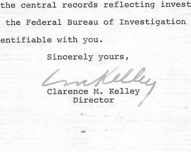 Clarence Kelley FBI Director & Special Agent Autograph Signed FIA Request