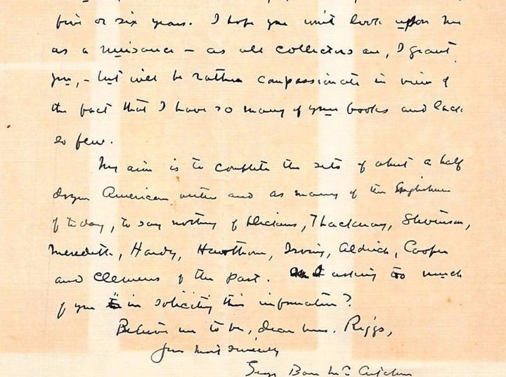 George Barr McCutcheon Brewster's Millions Author Autograph Signed Letter