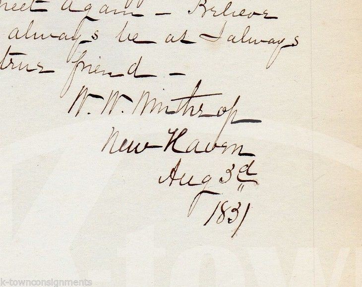William Winthrop Colonel Civil War Military Law Yale Grad Autograph Signed Note