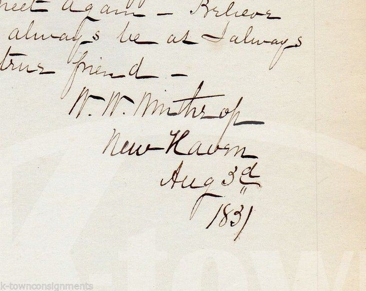 William Winthrop Colonel Civil War Military Law Yale Grad Autograph Signed Note