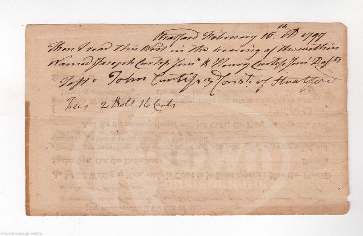 Daniel Judson Revolutionary War Patriot & Justice of Peace Autograph Letter 1797